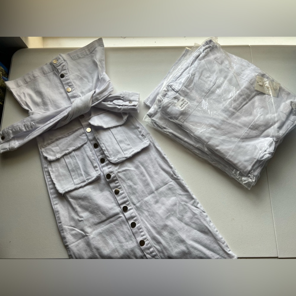 White denim material dress